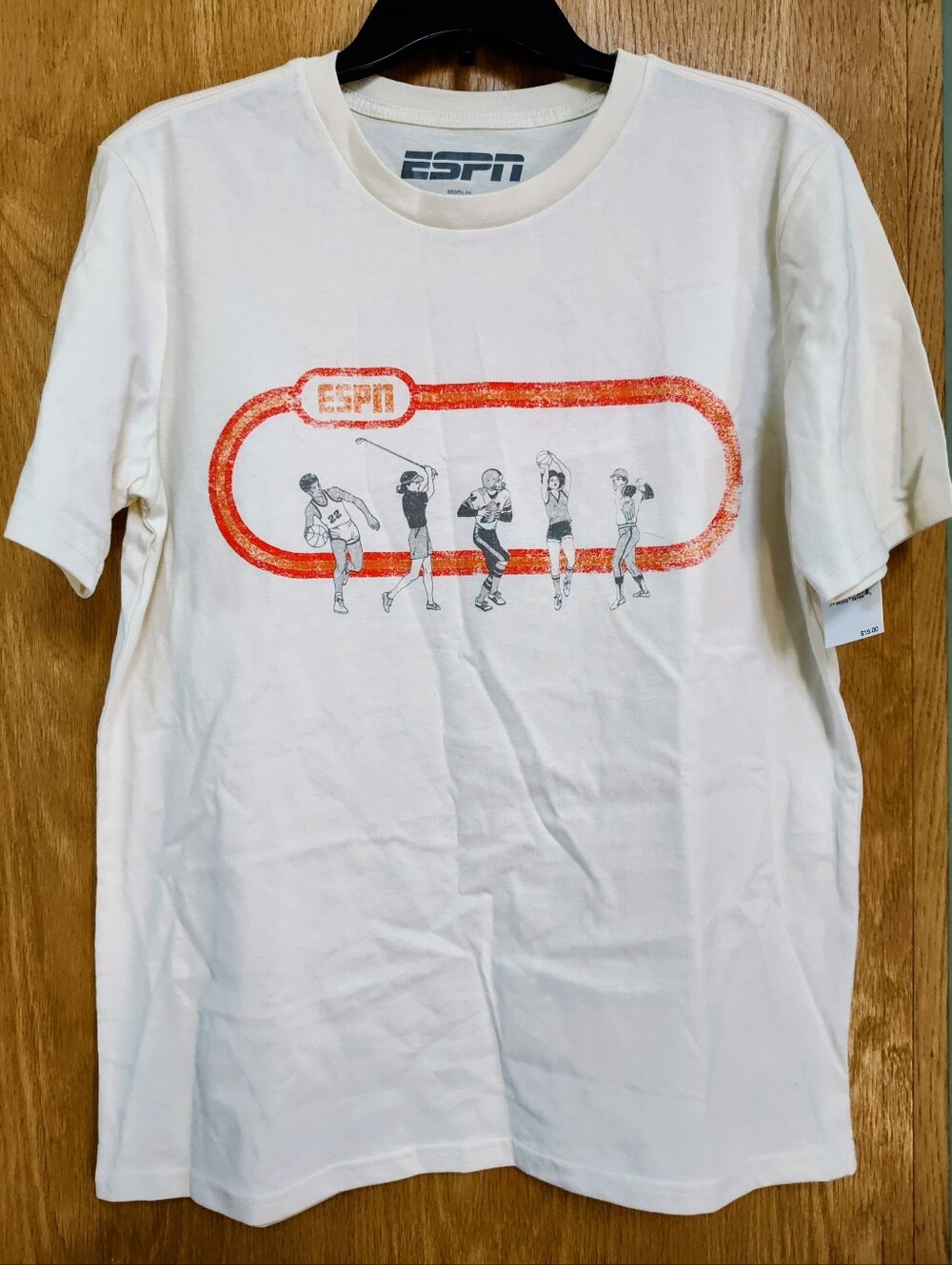 ESPN Men's Sports Cream T-Shirt with Orange Graphic